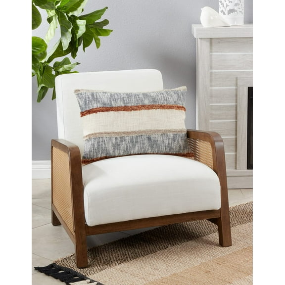 Fennco Styles Stripe Tufted Cotton Decorative Lumbar Throw Pillow Cover 16" W x 24" L - Multicolor Woven Rectangle Cushion Case for Home, Couch, Living Room, Bedroom, Office and Holiday Décor