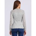 thumbnail image 3 of DARING DIVA Women's Lace Square Neck Long Sleeve Stretch Peplum Blouses XS Gray, 3 of 6