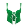 thumbnail image 5 of Coduop Women Sleeveless Slim Crop Tank Top Pleated Bustier Strappy Cropped Vest, 5 of 6
