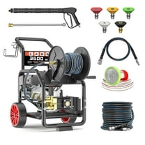 3600PSI Gas Pressure Washer with Hose Reel, One-Button Start 212cc 7HP 4-Cycle Engine, 3.3 GPM Heavy Duty Power Washer with 50FT 3/8" Hose, Spray Gun & Wand, 5 Quick Connect Nozzles