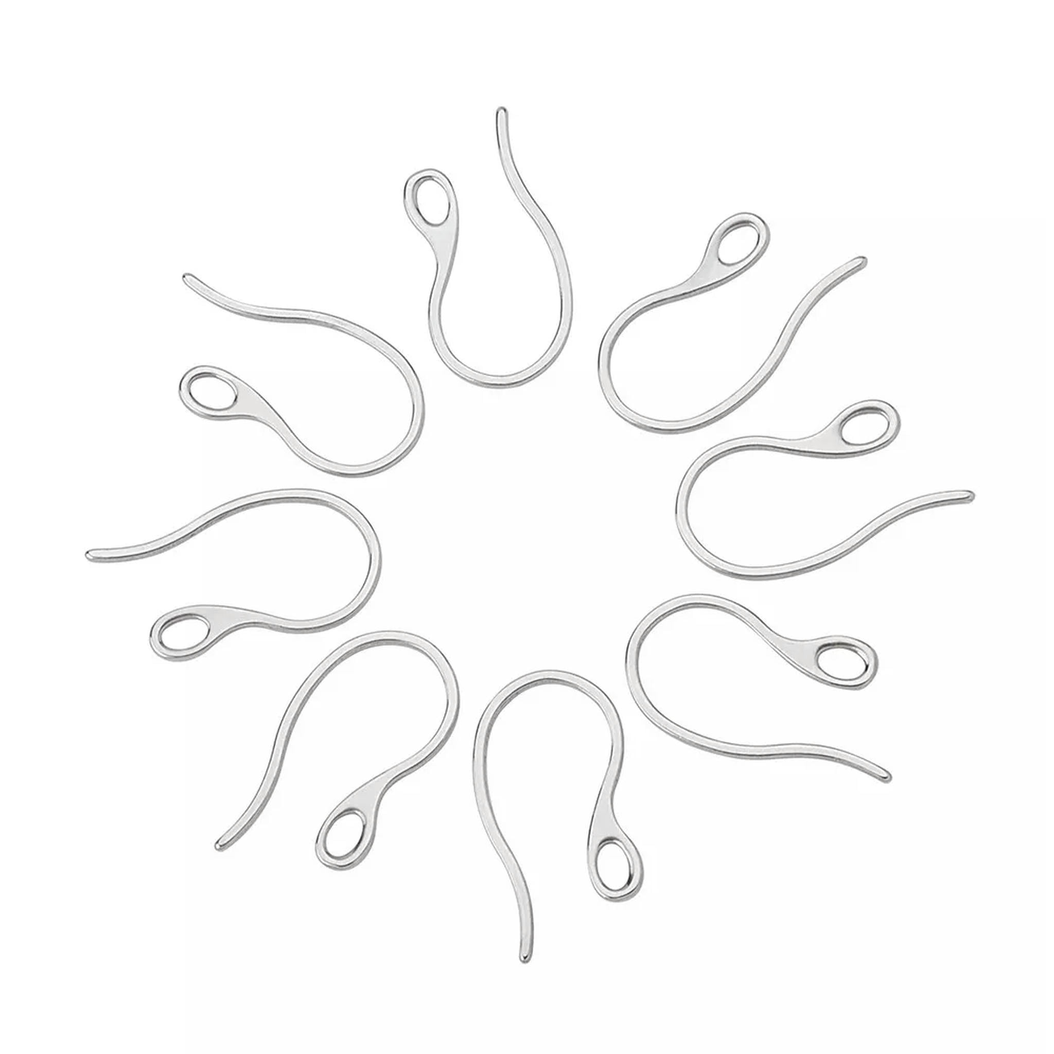 EOEMY 100Pcs 304 Stainless Steel Earring Hook Loop Earwire Jewelry Finding 21.5X11mm