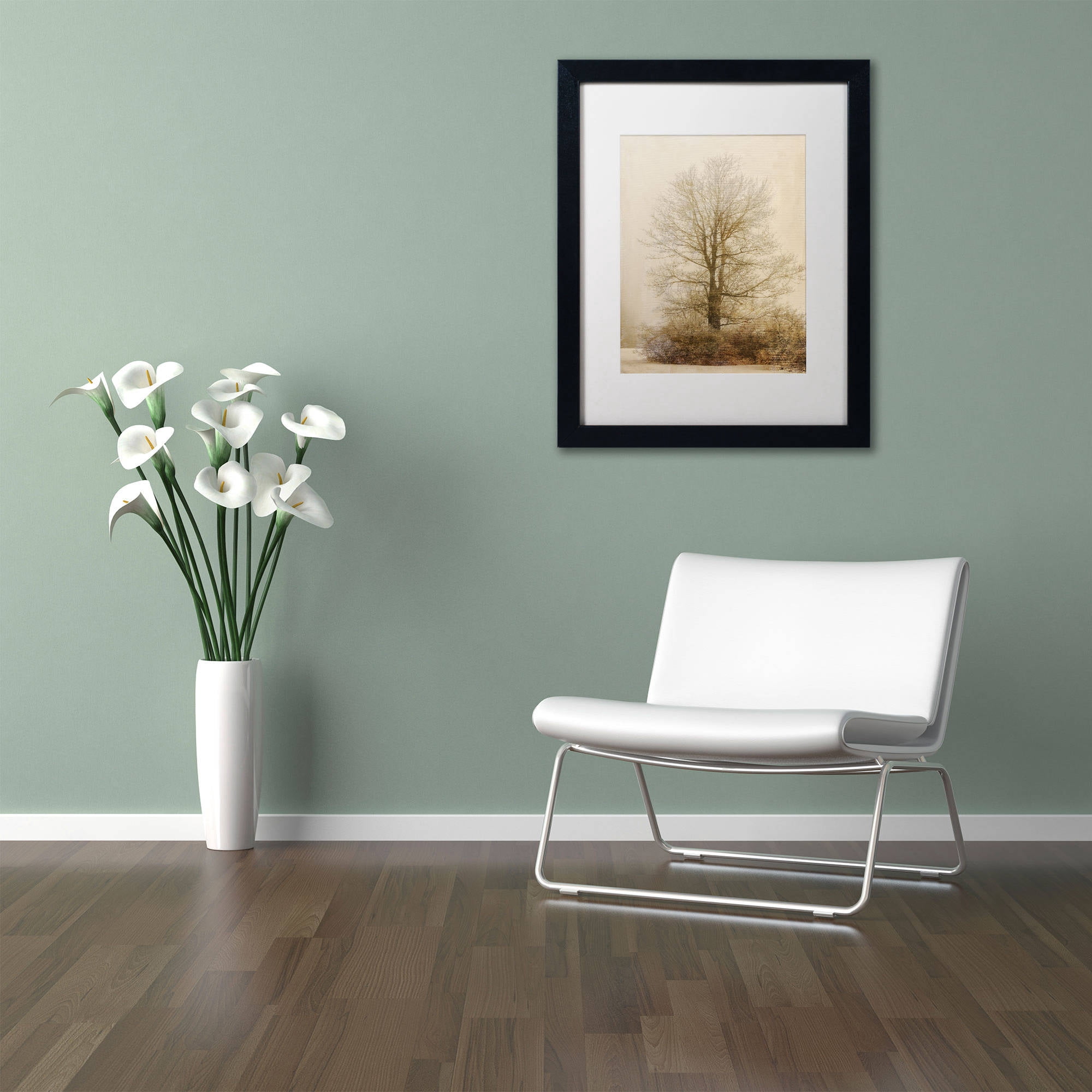 Trademark Fine Art "Tan Tones in the Fog" Canvas Art by Lois Bryan, White Matte, Black Frame