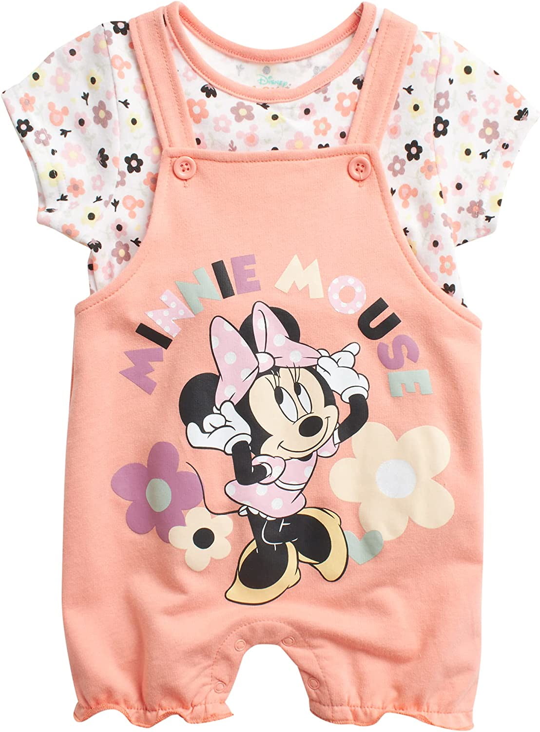 Disney Girls' Minnie Mouse 2 Piece Shortall Set (Baby Girls)
