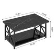 thumbnail image 2 of Furlinkhm Coffee Table with Round Corners, 2 Tier Coffee Table with Storage Shelf, Rectangular Center Table for Living Room Farmhouse Style, Tea Table 39.37 × 21.65 Inches, Easy to Assemble, Black, 2 of 9