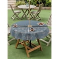 thumbnail image 3 of Outdoor Tablecloth with Umbrella Hole and Zipper, Boho Blue Flower Round Table Cloth 54 Inch Waterproof Tablecloth, Abstract Bohemia Pesley Floral Picnic Table Cover for Patio Camping, 3 of 7