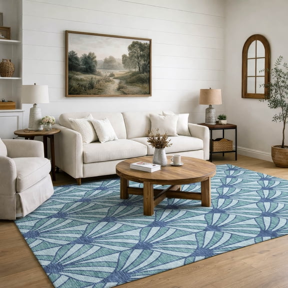 Addison Rugs Mayfield Premium Machine Washable Transitional Fruits Teal Rectangle Rug, 10' x 14'