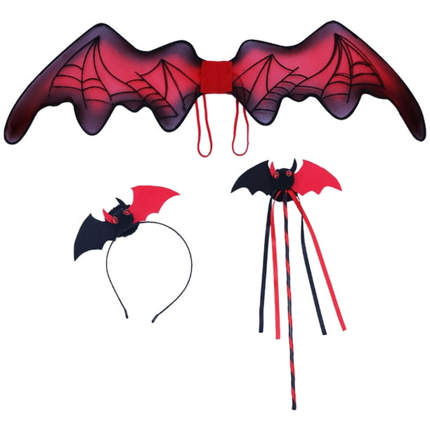 KAKOWELY 1 juego de diadema de murciélago con alas de murciélago para Halloween, accesorios para disfraz de carnaval
