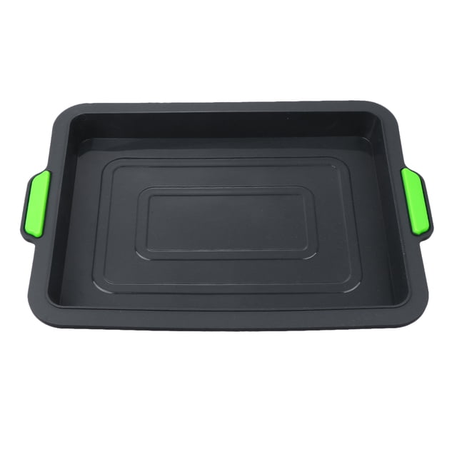 Baking Plate Silicone Tray Portable Storage Cake Biscuit Bread Baking Tray for Home Store with Handle (Black)