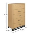 thumbnail image 3 of Noble House Cayuga Faux Wood 5 Drawer Dresser, Natural and Black, 3 of 9