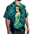 thumbnail image 2 of Mermaid Men's Short Sleeve Spread Collar Hawaiian Shirts, Casual Printed Button Down Summer Beach Tops, Unisex Men's Shirts, 2 of 6