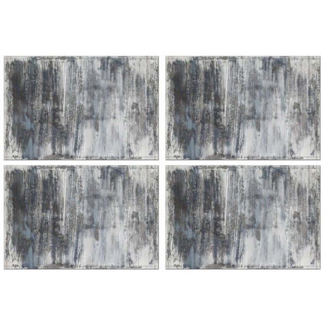Ensemble de 4 Napperons Noir Bleu Gris Blanc Art Moderne Abstrait Tapis de Table à Café Lavable Résistant à la Chaleur en Lin Napperons Royal Gris pour Table à Manger Accessoires de Cuisine Décoration Intérieure