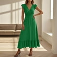 thumbnail image 2 of QHFBli Women's Casual Summer Ruffle Short Sleeve T Shirts Maxi Dress 2025 Spring V Neck Flowy Tiered Boho Beach Dresses, 2 of 8
