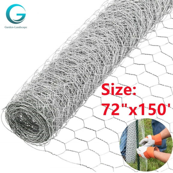 72"x150' Galvanized Poultry Net Metal Mesh Fencing Chicken Wire 2" Holes Rustic