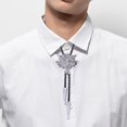 thumbnail image 1 of Corbata de bolo Yinane de cuero vaquero occidental con colgante plata, 1 of 8