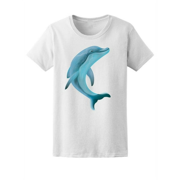 Cute Swimming Dolphin T-Shirt Women -Image by Shutterstock, Female x-Large