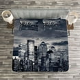 thumbnail image 3 of Ambesonne City Quilted Bedspread Set 3 Pcs, Dramatic View NYC Skyline, Queen Size, Blegrey Black White, 3 of 3