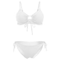 thumbnail image 4 of Women's Triangle Bikini Set Tie Front Top Two Side Tie High Waist Bottom Two Piece Swimsuit For Beach(White,S), 4 of 6