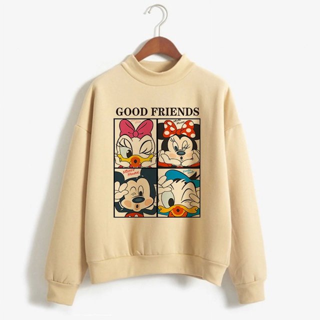 Sudaderas con capucha navideñas de cuello alto, sudadera de dibujos animados Kawaii de Minnie, Sudadera con capucha de Mickey Mouse de Disney, ropa para niña, sudaderas superiores