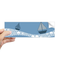 thumbnail image 1 of Sea Wave Boat Landscape Cloud Illustration Rectangle Bumper Sticker Notebook Window Decal, 1 of 1