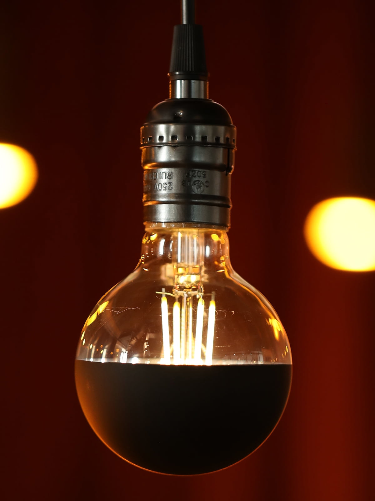 6 Pack G25 LED Dimmable Light Bulb, 7W (75W Eqv.), Half Chrome Anti Glare Bulbs, UL Listed, E26 Base, Decorative Black Dipped Globe Light Bulbs for Bathroom, Vanity, Mirror, 3000K Warm White