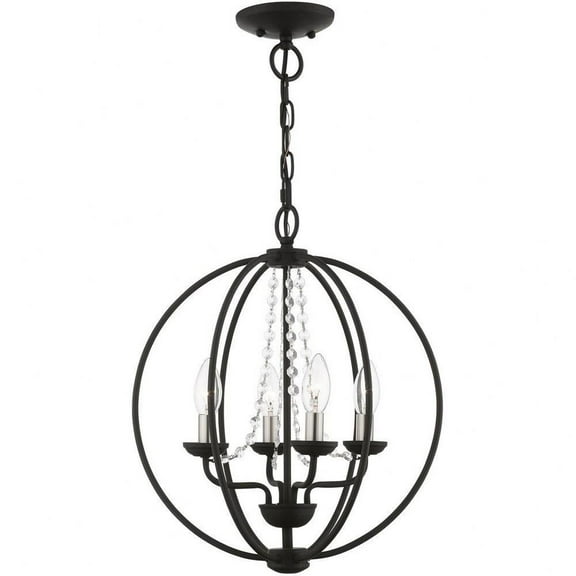 Transitional Four Light Chandelier-Black/Brushed Nickel Finish Bailey Street Home 218-Bel-4828637