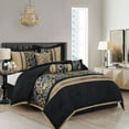 thumbnail image 2 of Nanshing Lincoln 7 Piece Traditional Comforter Set, Black Gold, California King, 2 of 7