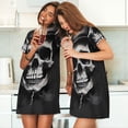 thumbnail image 4 of Pofeuu Black White Hat Skull Print Women's Loose Fit Short Sleeve Nightgown, Comfortable Sleep Dress for Women, Casual Lounge Sleepwear, Soft Cotton Sleep Dress, 4 of 6