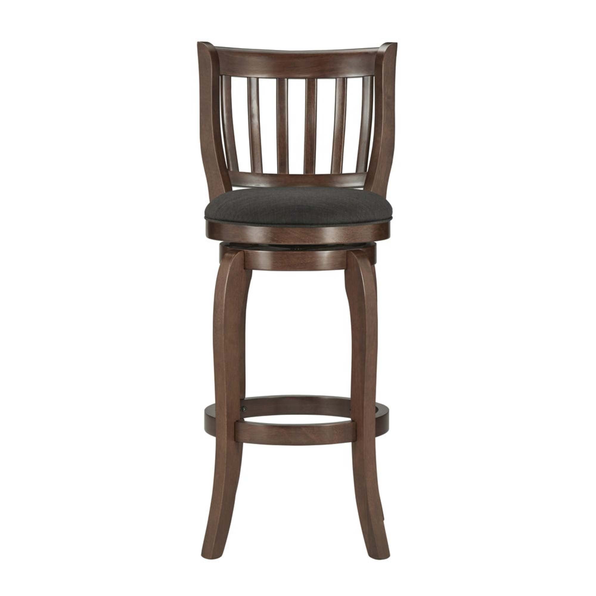 Weston Home Morgan Linen High Back Swivel Bar Height Stool, Dark Grey