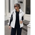 thumbnail image 2 of Women Belted Puffer Vest Sleeveless Stand Collar Quilted Waistcoat Outerwear, 2 of 6