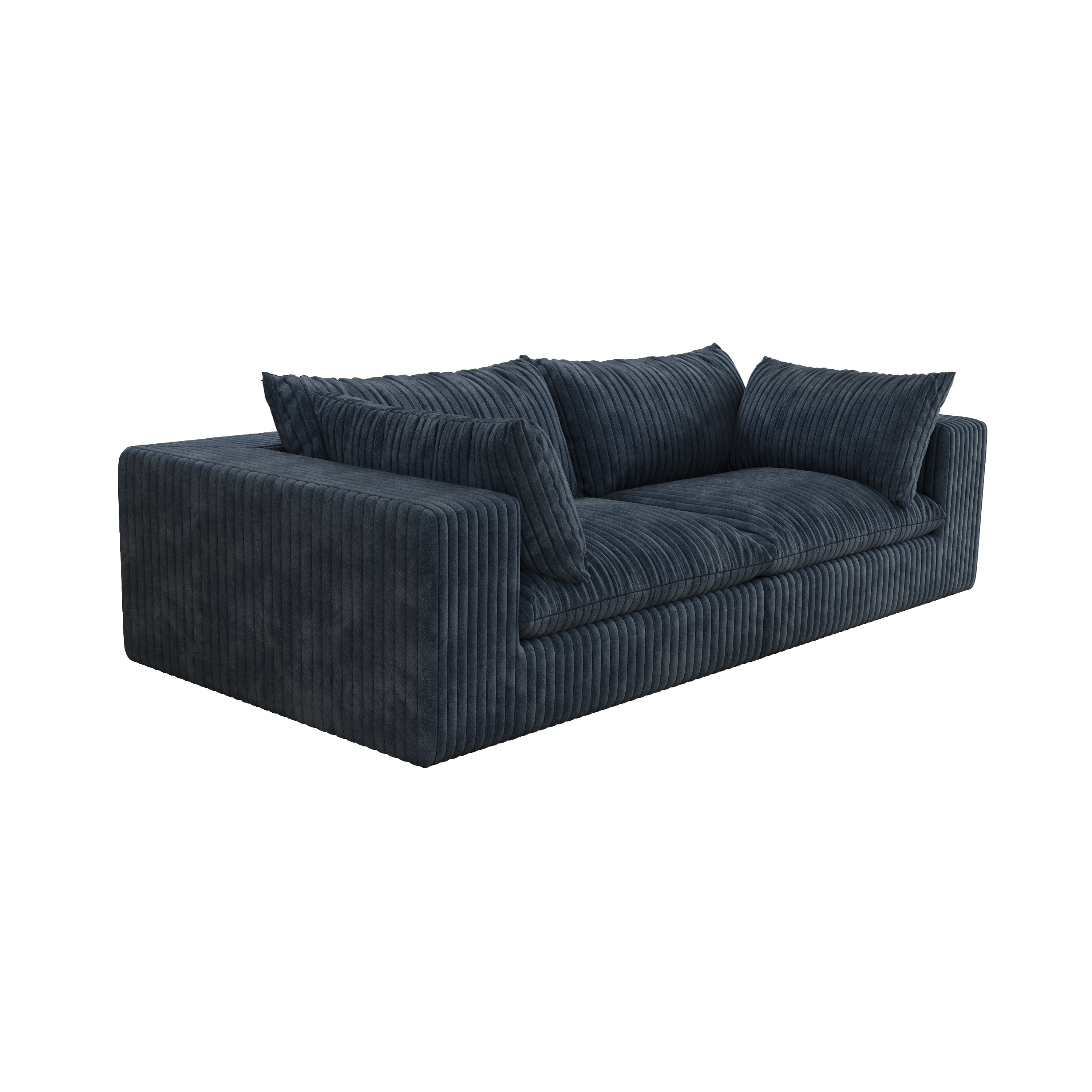 MAYEERTY 78.8" Cloud Sofa Blue Corduroy Deep Seat Double-Layer Removable Cushion No Assembly Multi-Rooms