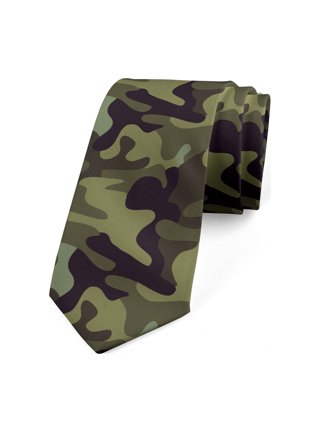 Blue & Brown Camouflage Polyester Tie, In stock!