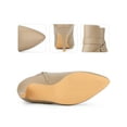 thumbnail image 3 of BLISSFUL STEP Women's Ankle Boots Stiletto Heel Pointed Toe Buckle Faux Leather Boots Beige 5.5, 3 of 7