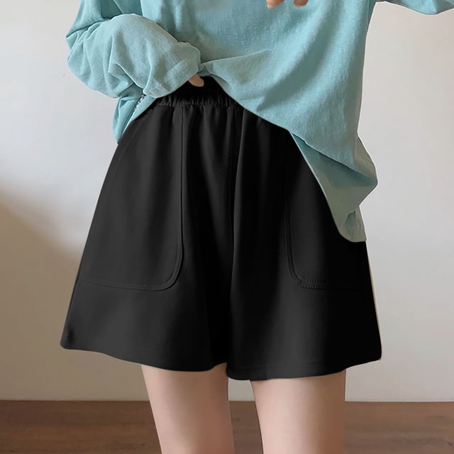 Lenago Shorts d'Été Grande Taille pour Femmes Mode Décontractée Poches Solides Shorts Amples pour Femmes en Solde