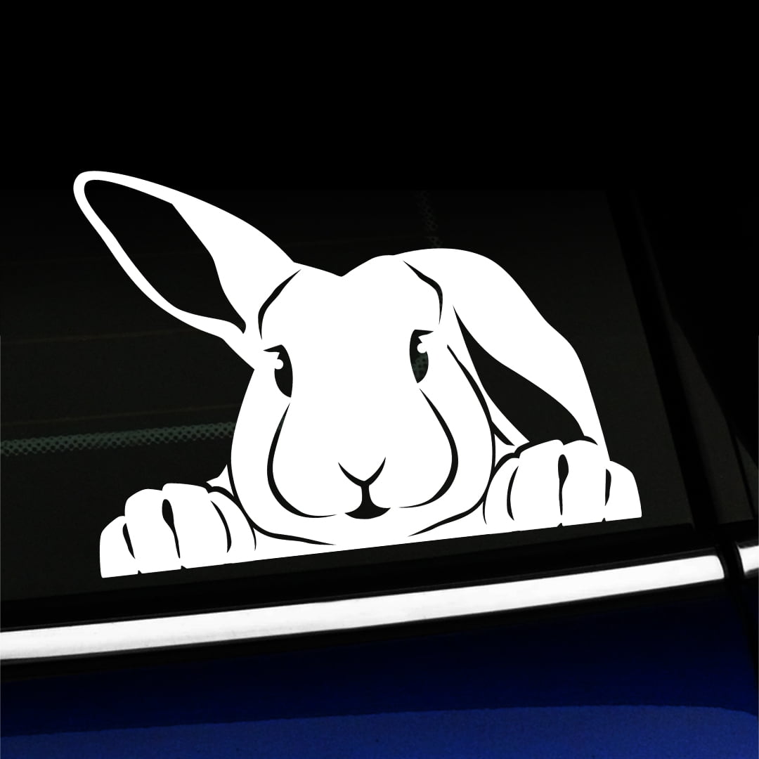 Peeking Bunny - Vinyl Decal - Choose Color - [WHITE] - Walmart.com