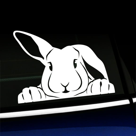Peeking Bunny - Vinyl Decal - Choose Color - [WHITE]