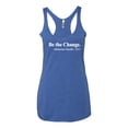 thumbnail image 2 of Inspirational Quote Be the Change by Mahatma Gandhi 1913 Tri-Blend Racerback Tank Top, Vintage Royal, X-Large, 2 of 3