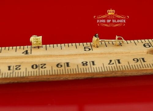 King of Bling's 0.05ct Diamond Stud Earrings For Women Yellow 925 Sterling Silver kite For Men