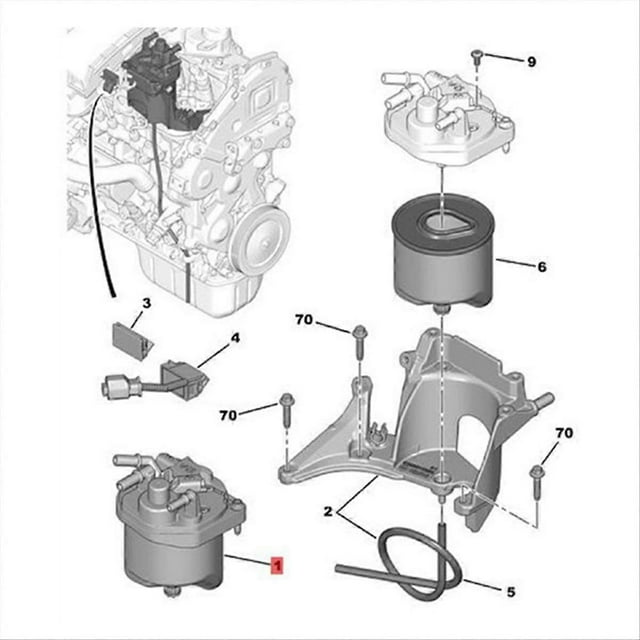 Diesel Fuel Filter Housing for Peugeot 207 208 308 3008 5008 Citroen