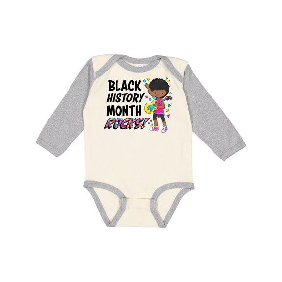 Inktastic Black History Month Rocks- Girl with Guitar Boys or Girls Long Sleeve Baby Bodysuit