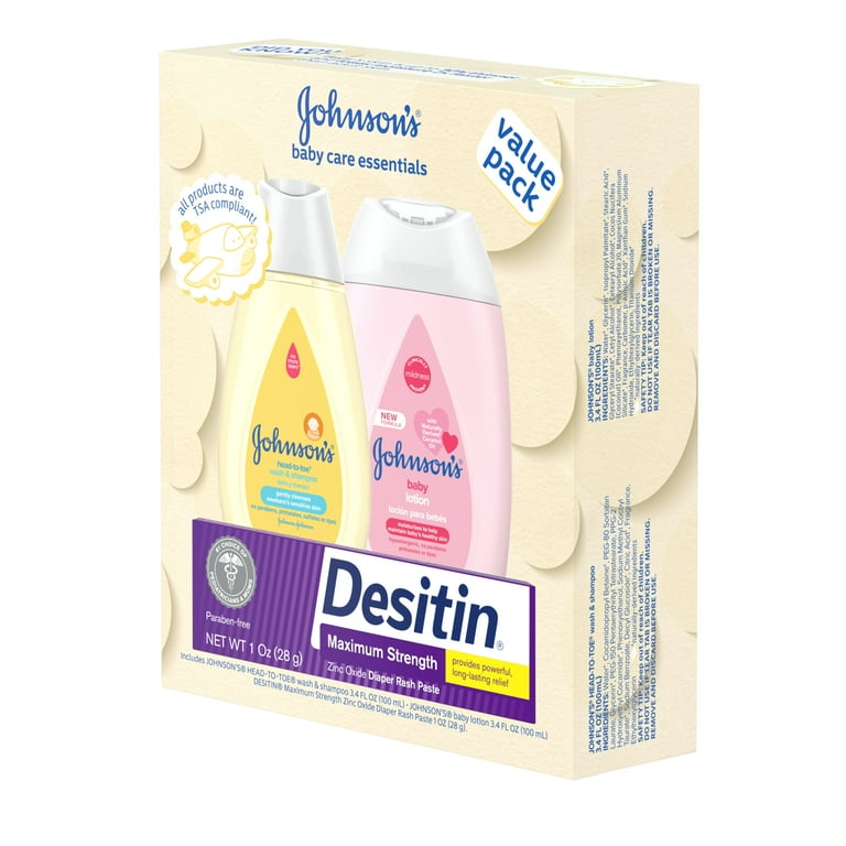 Johnson's Baby Care Essentials Gift Set, Travel-Size, 3 items