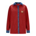 thumbnail image 4 of Women Denim Lapel Waffle Sweater Long Sleeve V Neck Button Down Pullover Knit Polos Shirt Casual Fall Outfits, 4 of 6