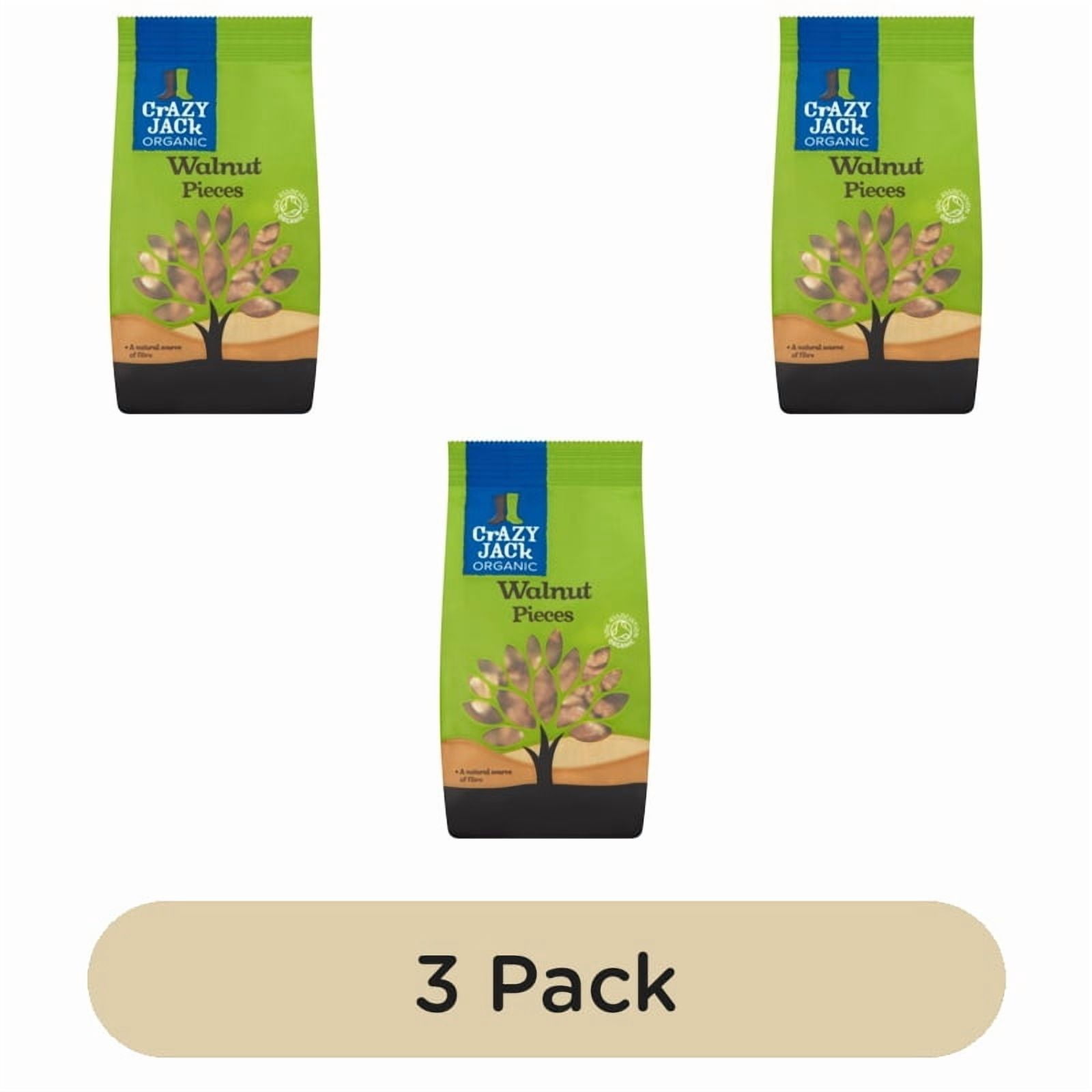 Crazy Jack Organic Walnut Pieces 100g, British Import (Pack of 3)
