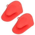 thumbnail image 3 of guantes de horno mini de silicona engrosados anti escaldado para cocina, color rojo, 3 of 5