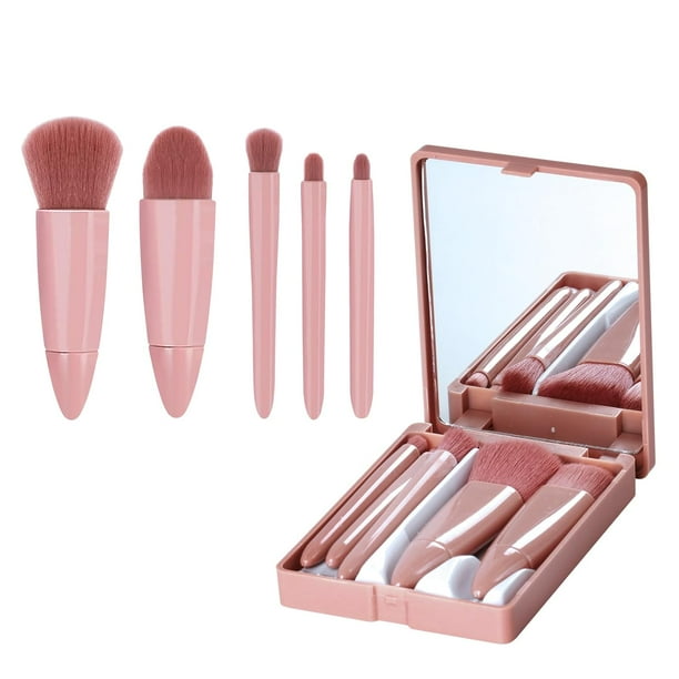 Juego de brochas de maquillaje de viaje, 5 piezas, mini kit de maquillaje, portátil, función completa, kit de brochas cosméticas, kit de brochas de maquillaje barato, linda brocha de maquillaje para s
