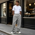 thumbnail image 4 of Mens Joggers, Loose Fit Wide Leg Sweatpants, Elastic Waist Casual Daily Jogger Trousers With Pockets Light Gray 2XL, 4 of 5