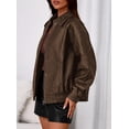 thumbnail image 3 of Campera PRETTYGARDEN Bomber de Cuero Sintético Marrón M, 3 of 8
