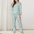 thumbnail image 2 of JUNZAN White Swan Print Womens Pajama Sets,Long Sleeve Button Down for Women Pjs 2 piece, 2 of 7