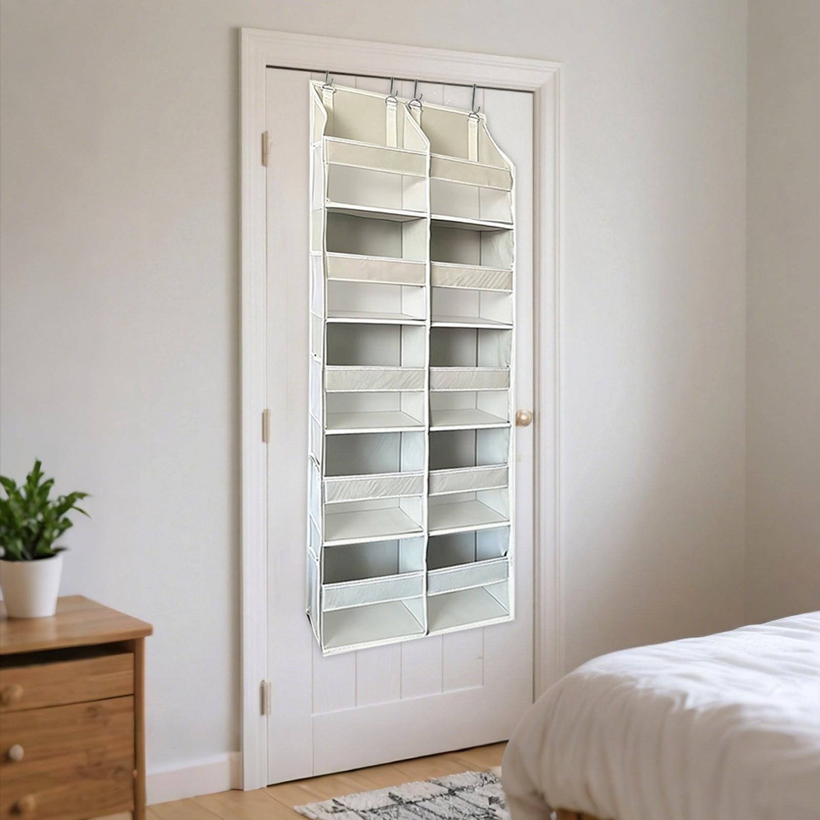 Hoodie Sweatshirt Storage Hack, Door Hanging Shoe Rack Organizer, 26-Pocket Clear Holder, Pockets Wall Shoes Bag, Portable Closet Wardrobe, 57" L X 20" W X 6.7" H, Cabinet Behind The Doors