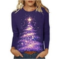 thumbnail image 2 of Craaazy Women's Casual Christmas Print Round Neck Long Sleeve T-Shirt Loose Santa Snowman Xmas Tree Top Gifts, 2 of 5