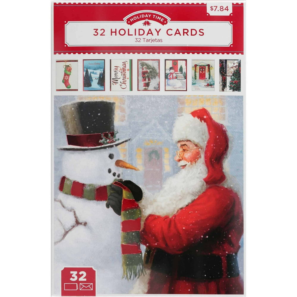32Count Traditional Boxed Christmas Card Assortment Cards Walmart